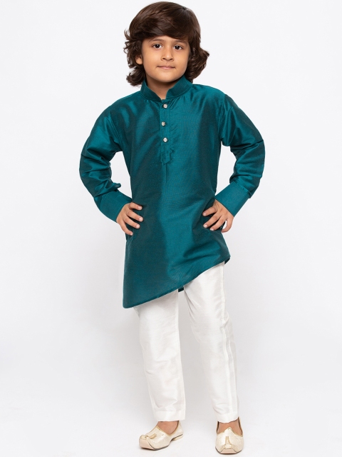 

JBN Creation Boys Green & Off-White Solid Kurta with Pyjamas