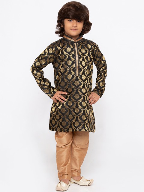 

JBN Creation Boys Black & Gold-Coloured Printed Kurta with Pyjamas