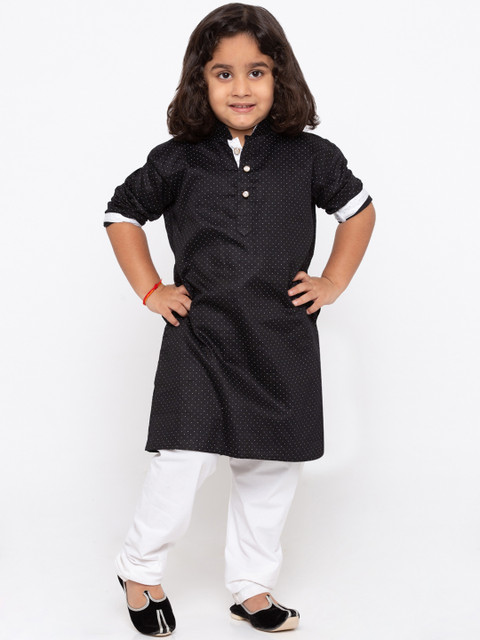 

JBN Creation Boys Black & White Printed Kurta with Pyjamas