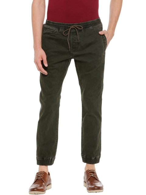 

Peter England Casuals Men Olive Green Jogger Mid-Rise Clean Look Jeans