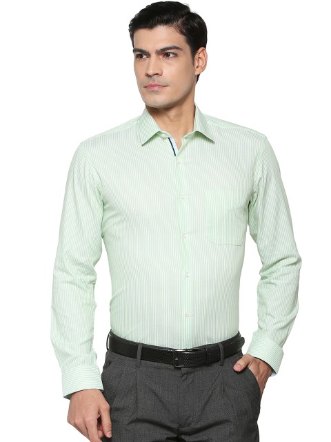 

Peter England Men Green Regular Fit Striped Formal Shirt