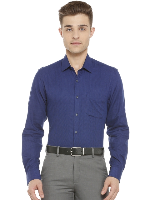 

Peter England Men Blue Slim Fit Self Design Formal Shirt