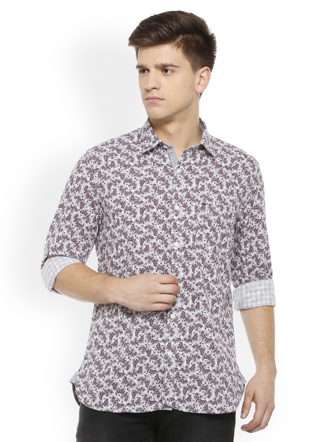 

Peter England Casuals Men Maroon & Off-White Slim Fit Printed Casual Shirt