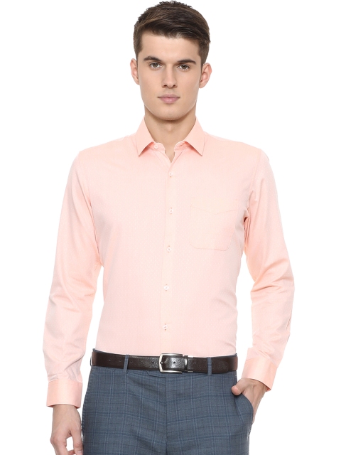 

Peter England Men Peach-Coloured Slim Fit Self Design Formal Shirt