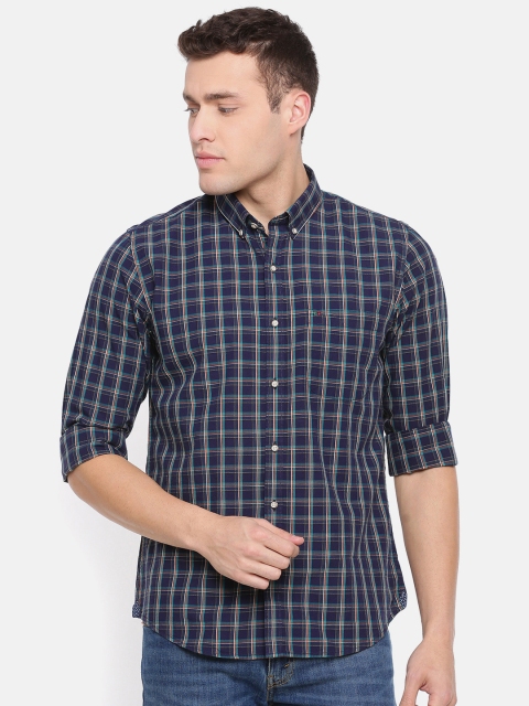 

Peter England Casuals Men Navy Blue Slim Fit Checked Casual Shirt