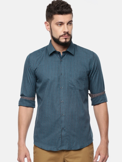 

Peter England Men Blue Slim Fit Checked Casual Shirt
