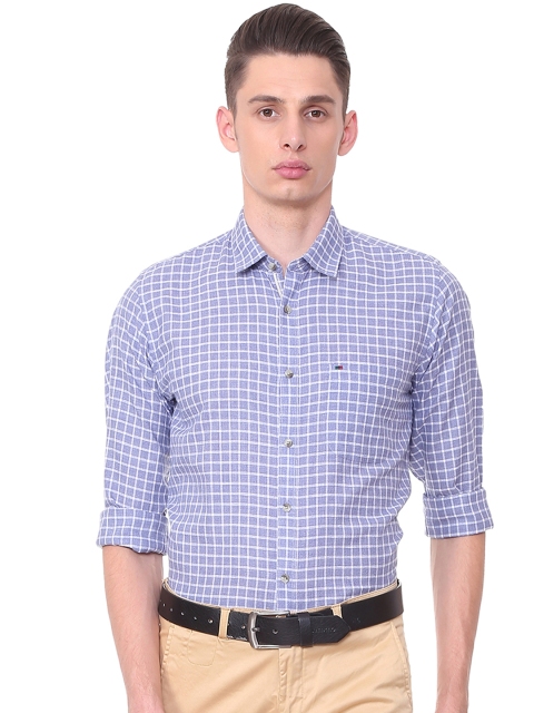 

Peter England Casuals Men Blue & White Slim Fit Checked Semiformal Shirt