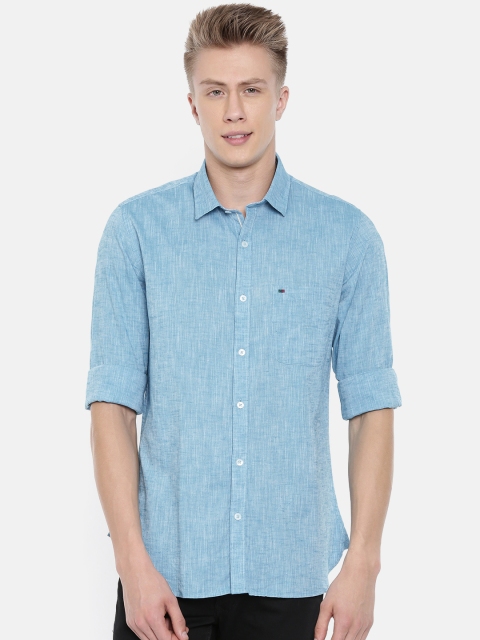 

Peter England Casuals Men Blue Slim Fit Self Design Casual Shirt