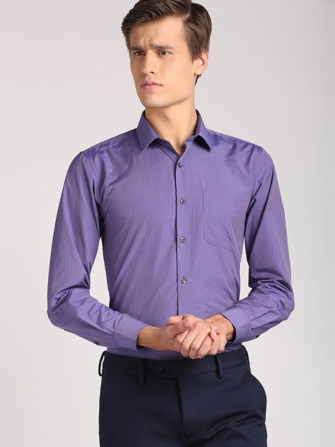 

Peter England Men Purple Slim Fit Striped Formal Shirt