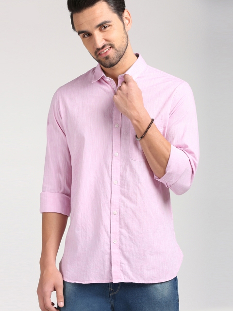 

Peter England Casuals Men Pink Slim Fit Self Design Casual Shirt