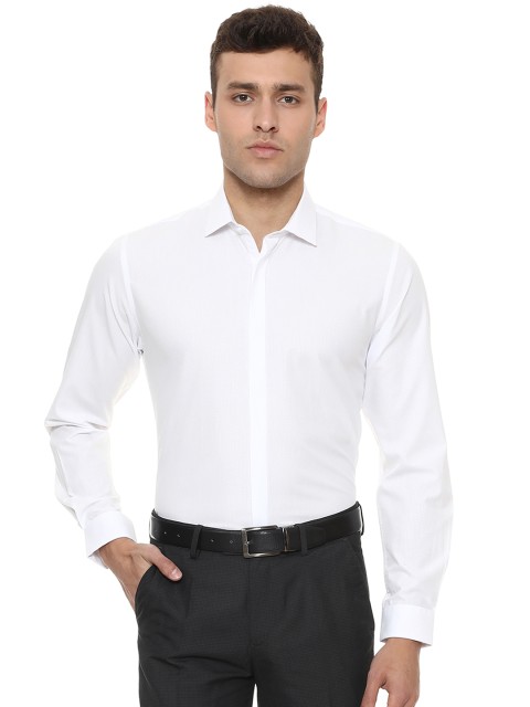 

Peter England Men White Slim Fit Checked Formal Shirt