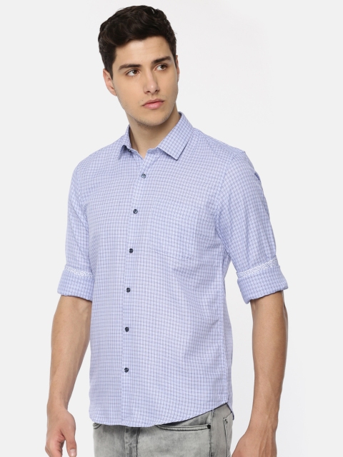 

Peter England Men Blue Slim Fit Checked Casual Shirt