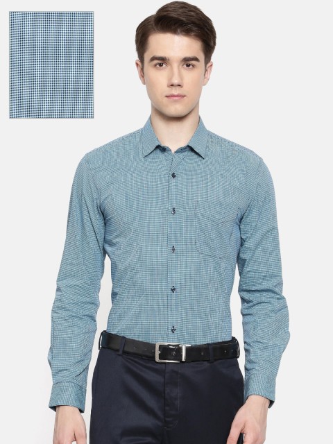 

Peter England Men Teal Slim Fit Checked Formal Shirt