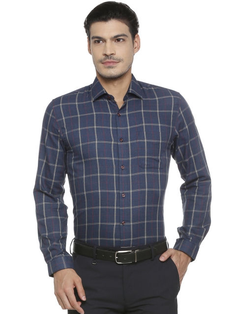 

Peter England Men Blue Slim Fit Checked Formal Shirt