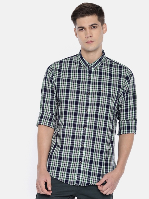 

Peter England Casuals Men Navy Blue & White Slim Fit Checked Casual Shirt