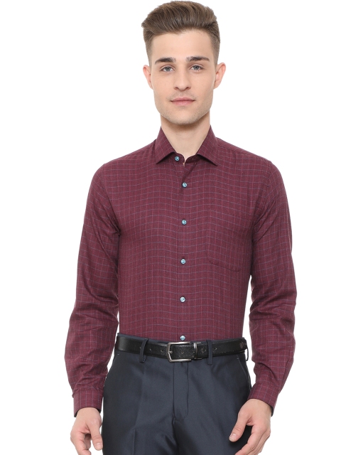 

Peter England Men Maroon Slim Fit Checked Formal Shirt