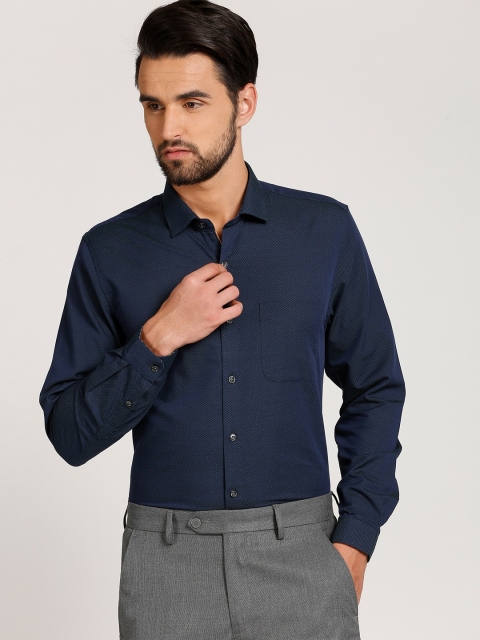 

Peter England Men Navy Blue Slim Fit Printed Formal Shirt