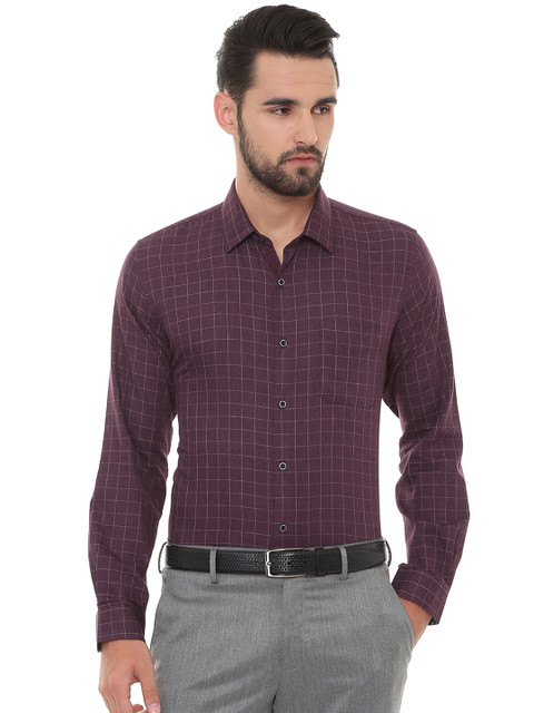 

Peter England Men Maroon Slim Fit Checked Formal Shirt