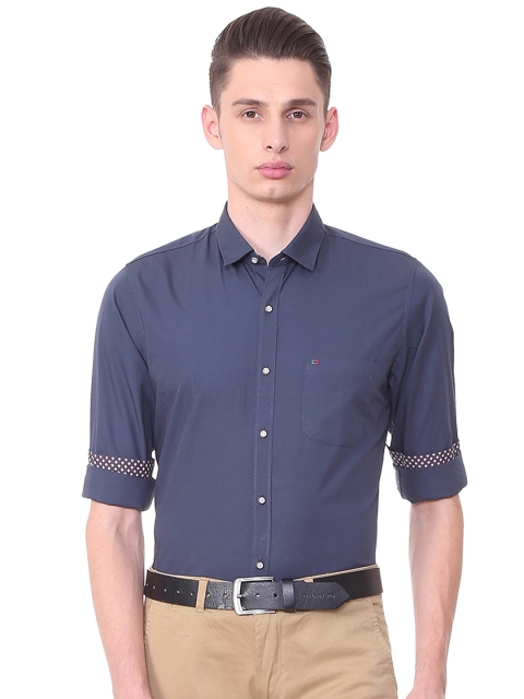 

Peter England Casuals Men Navy Blue Slim Fit Solid Semiformal Shirt