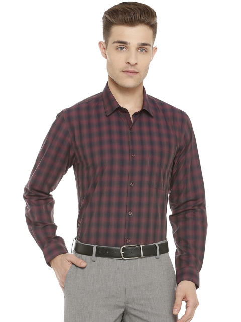 

Peter England Men Maroon Slim Fit Checked Formal Shirt