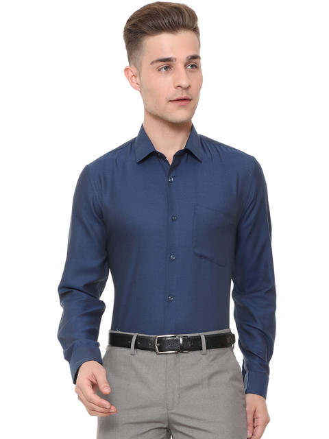 

Peter England Men Navy Blue Slim Fit Self Design Formal Shirt