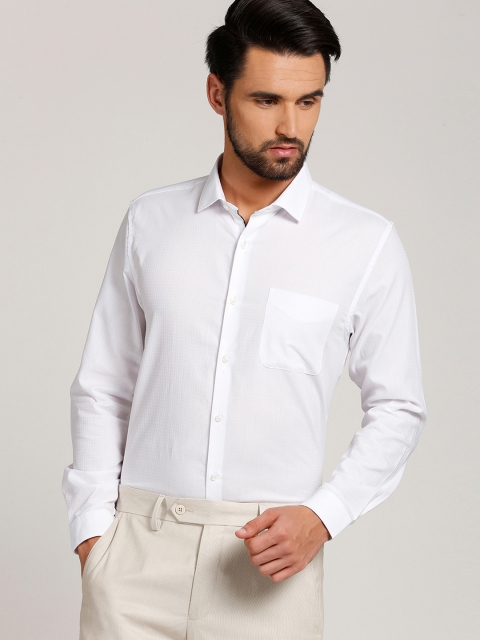 

Peter England Men White Slim Fit Self Design Casual Shirt