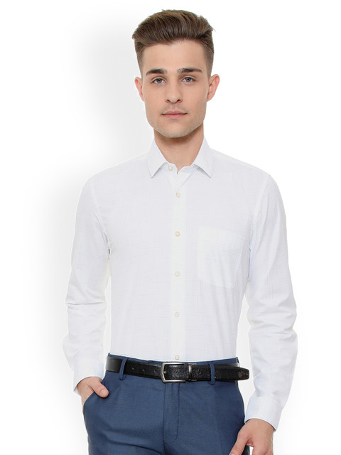 

Peter England Men White & Blue Slim Fit Printed Formal Shirt