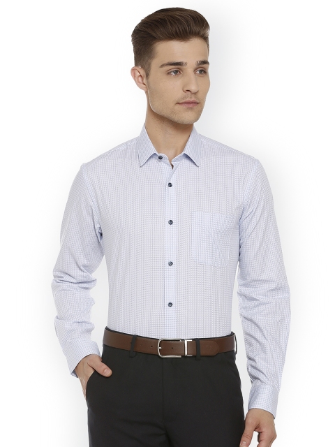 

Peter England Men Off-White Slim Fit Checked Formal Shirt