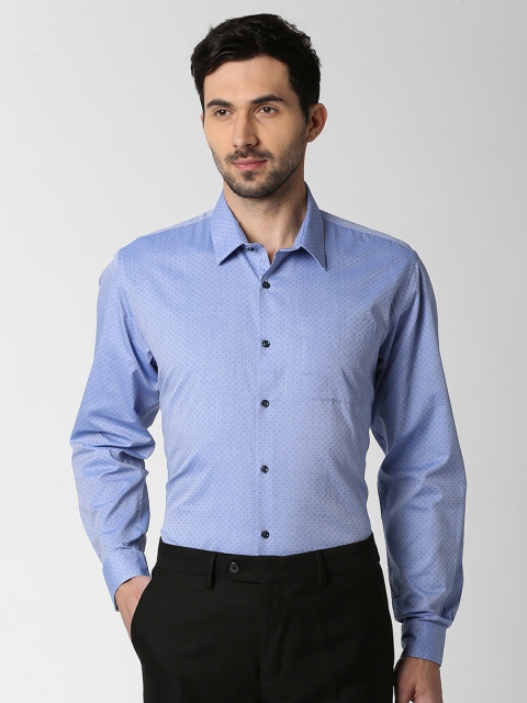 

Peter England Men Blue Slim Fit Self Design Formal Shirt