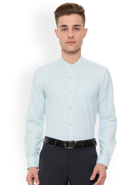 

Peter England Men Blue & White Slim Fit Self Design Formal Shirt