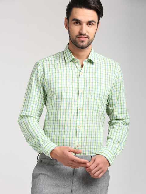 

Peter England Men Blue & Green Slim Fit Checked Casual Shirt