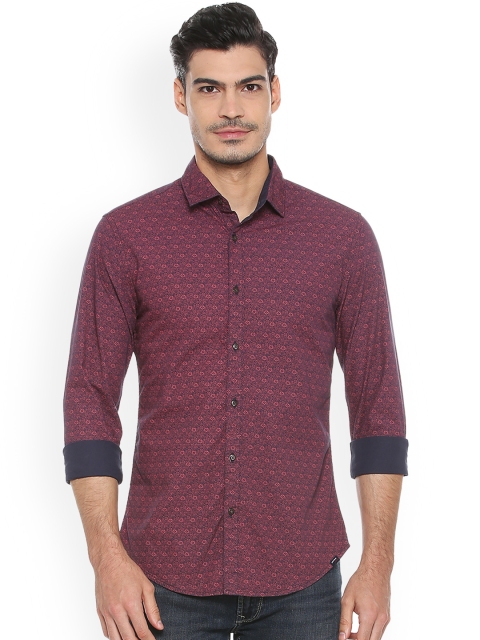 

Peter England Casuals Men Maroon & Navy Blue Slim Fit Printed Casual Shirt