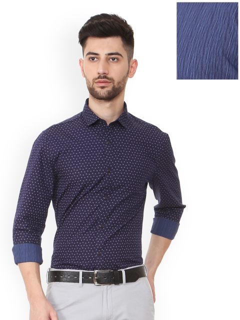 

Peter England Casuals Men Navy Blue Reversible Regular Fit Printed Casual Shirt