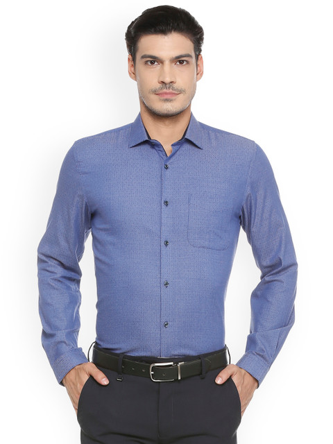 

Peter England Men Blue Slim Fit Self Design Formal Shirt