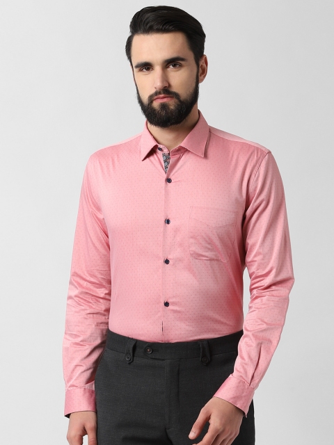 

Peter England Elite Men Red Slim Fit Self Design Formal Shirt