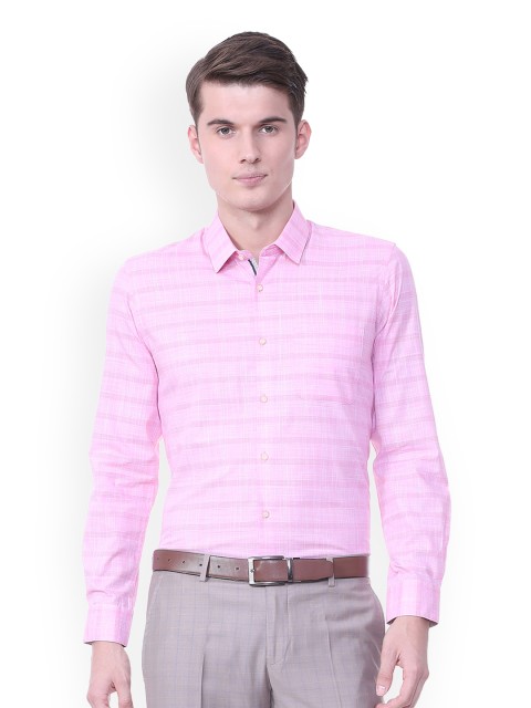 

Peter England Men Pink Slim Fit Checked Formal Shirt