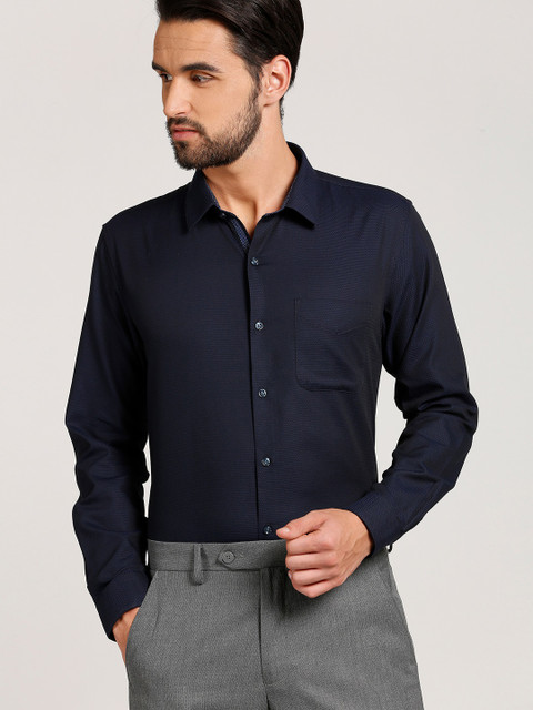 

Peter England Men Navy Blue Slim Fit Self Design Formal Shirt