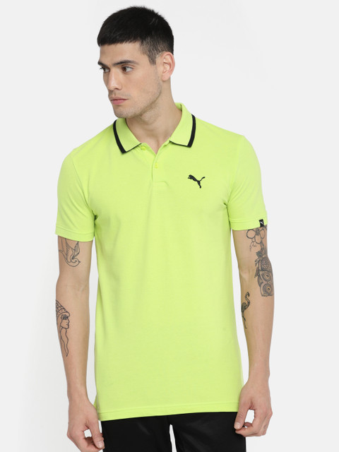 

Peter England Casuals Men Lime Green Solid Polo Collar T-shirt