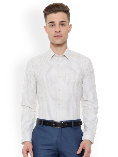 

Peter England Men Yellow & White Slim Fit Checked Formal Shirt