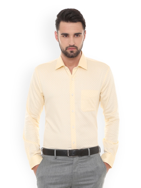 

Peter England Elite Men Cream-Coloured Slim Fit Self Design Casual Shirt
