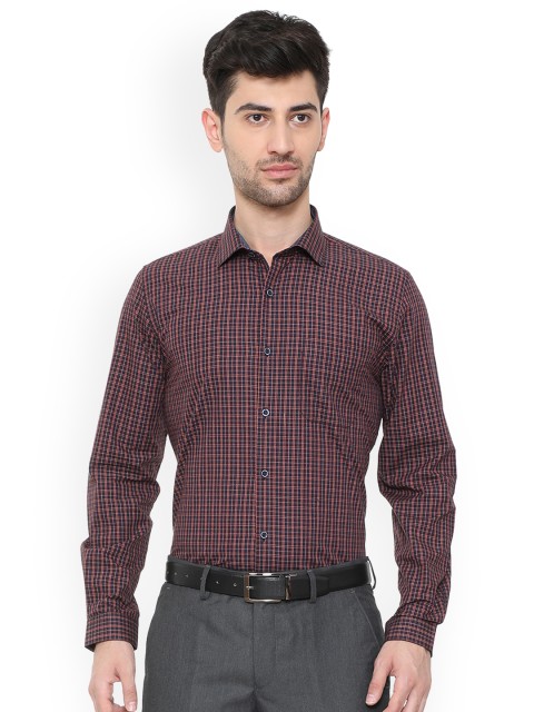 

Peter England Men Red & Blue Slim Fit Checked Formal Shirt