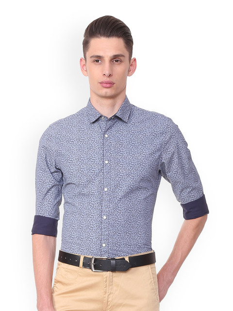 

Peter England Casuals Men Navy Blue Slim Fit Printed Casual Shirt