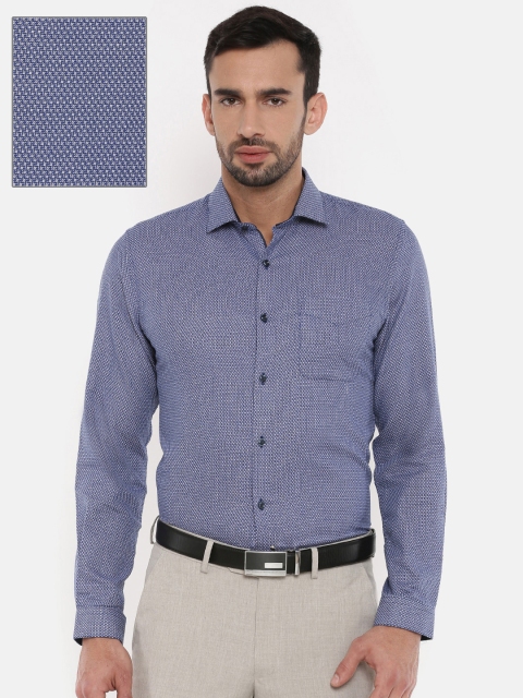 

Peter England Men Blue Slim Fit Self Design Formal Shirt