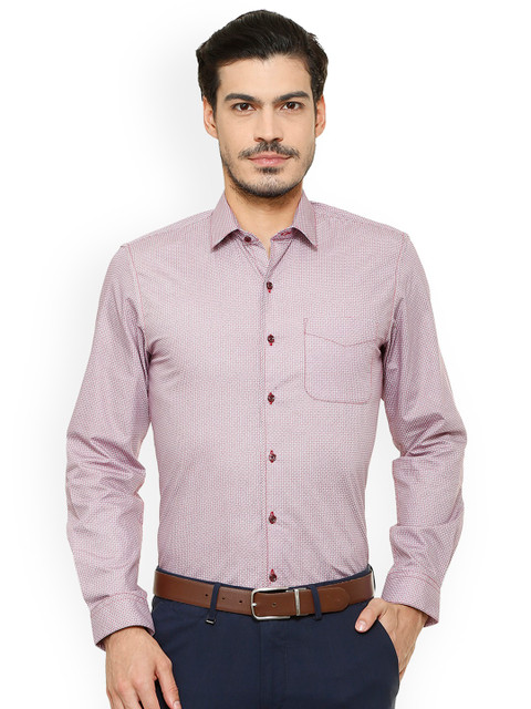 

Peter England Men Red Slim Fit Printed Formal Shirt