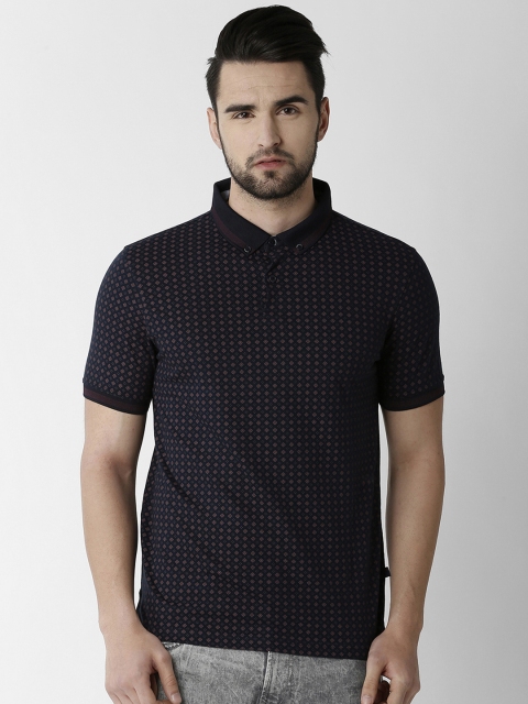 

Peter England Casuals Men Blue & Brown Printed Polo Collar T-shirt
