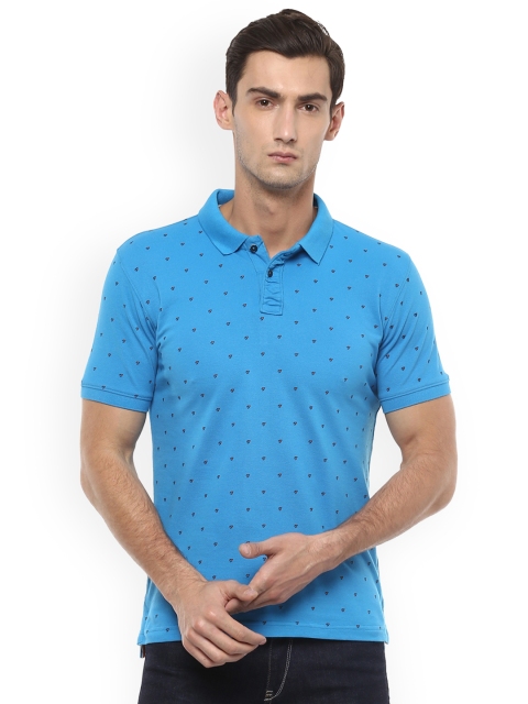 

Peter England Men Blue Printed Polo Collar T-shirt