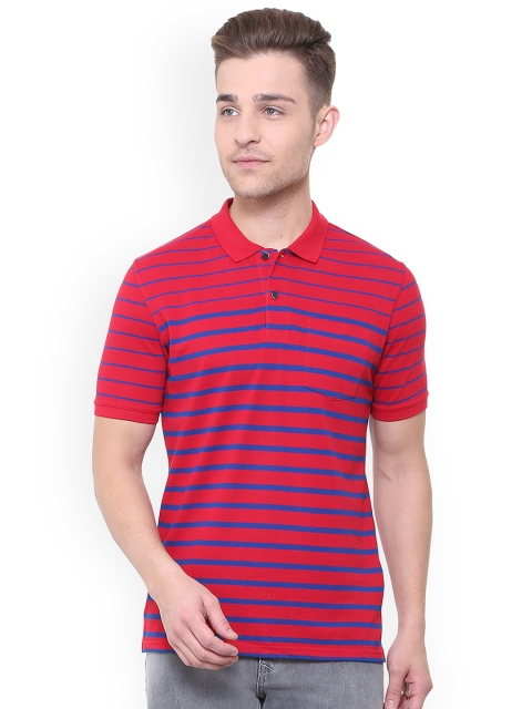 

Peter England Casuals Men Red Striped Polo Collar T-shirt