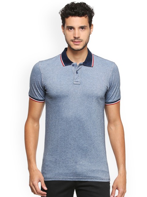 

Peter England Men Navy Blue Solid Polo Collar T-shirt