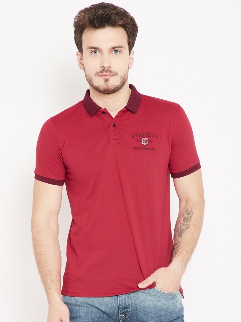 

Peter England Casuals Men Red Solid Polo Collar T-shirt