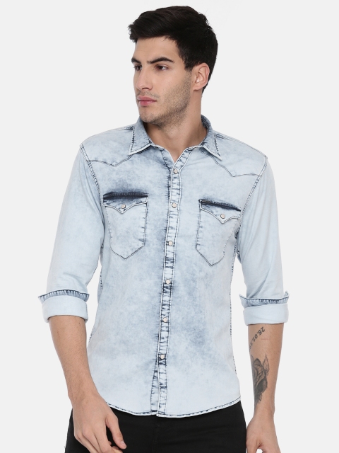 

Pepe Jeans Men Blue Slim Fit Faded Denim Casual Shirt